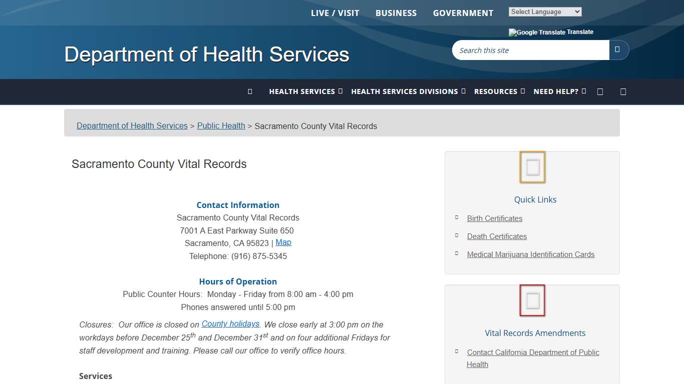 Sacramento County Vital Records